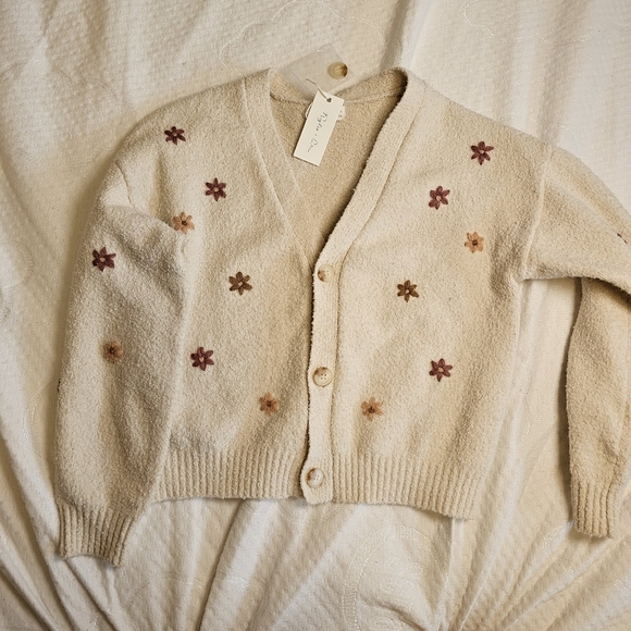 Rylee and cru boxy cropped cardigan flowers
